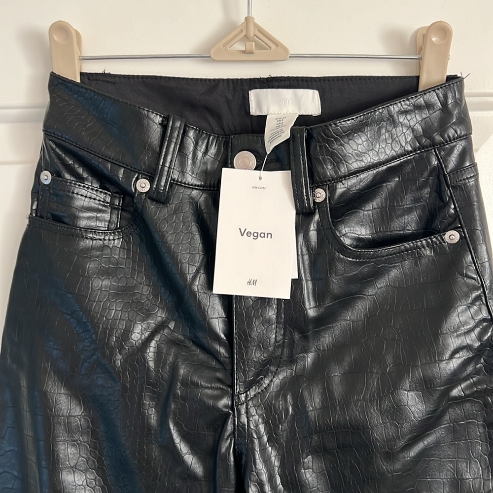 Faux croc leather trousers